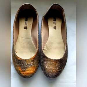 Lower East Side Flats Women 6.5 Gold Glitter Elegant Church Academia Office Y2K